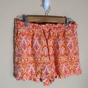 Loft Beach Linen Blend Shorts orange pink paisley size Large